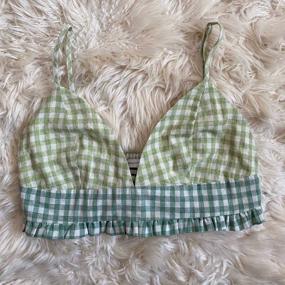 BNWT Urban Outfitters green plaid bralette top